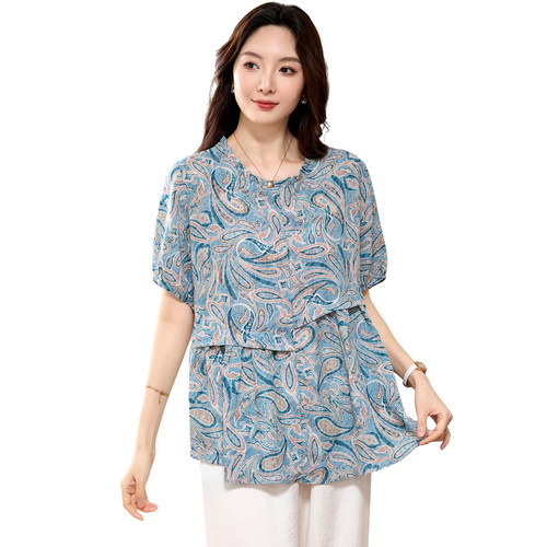 加肥加大码女装夏季200斤胖妹妹时尚显瘦天丝上衣胖mm宽松显瘦T恤 - 图3