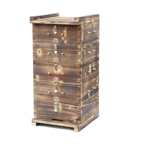 格子箱中蜂蜂箱散装全套杉木土养蜜蜂工具诱蜂桶五层方格子蜂箱 - 图0