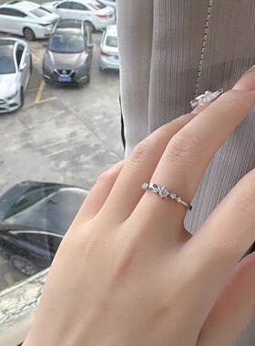 999足银星球戒指女韩版ins轻奢高级感开口指环小众设计素圈食指戒