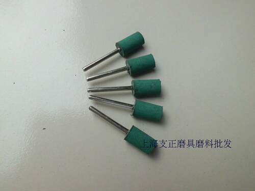 带柄橡胶弹性磨头3*4-3*12mm 柄径3圆柱型平形海绵抛光橡皮绿平头 - 图0