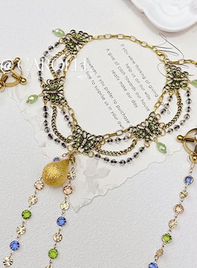 CAROLLL奢华彩钻铃铛项圈+乳夹腰链性感身体链