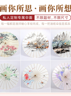 毕六福油纸伞晴防雨遮阳非遗手工泸州分水古风男女汉服旗袍手绘图