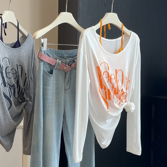 ແມ່ຍິງ Summer Loose Halter Neck Camisole ສອງສິ້ນ