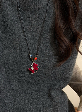 小马吊坠项链毛衣链轻奢感项饰