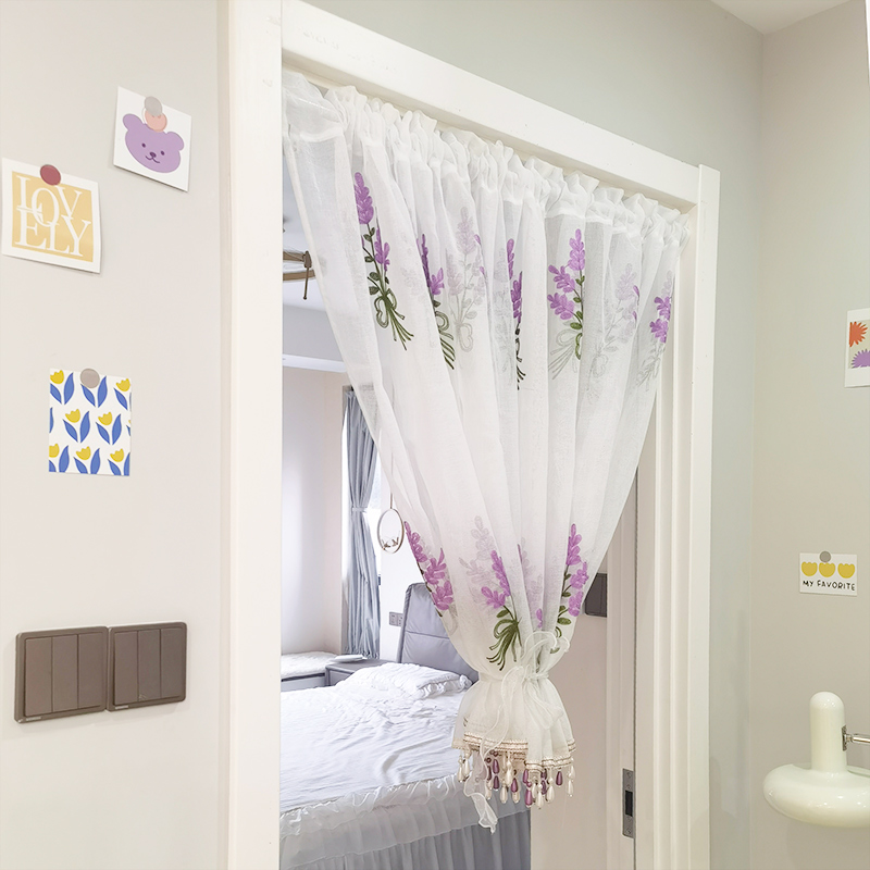 浪漫绣花梦幻帘纱帘半帘厨房帘咖啡帘半截帘柜子免打孔穿杆门帘子,淘宝优惠券,粉丝福利购,淘宝优惠卷