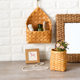 Kitchen American style pastoral leather handle wall-mounted basket