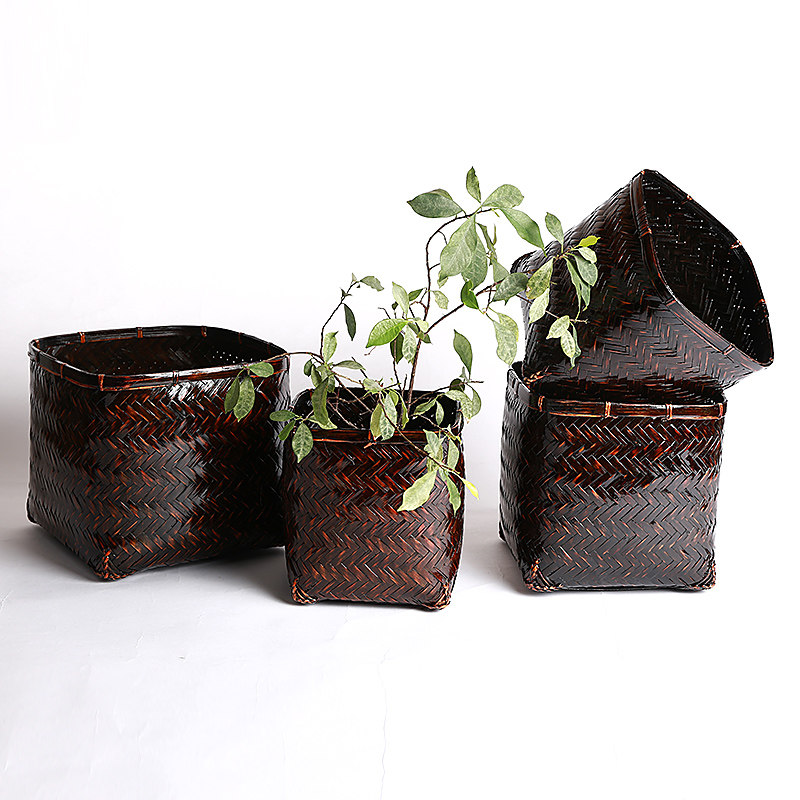 竹编收纳筐 花盆套储物篮 中式装饰整理盒 茶具收纳 茶笼,淘宝优惠券,粉丝福利购,淘宝优惠卷