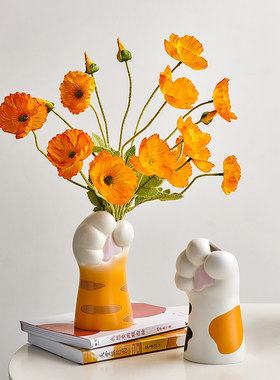 创意树脂猫爪花瓶摆件可爱家居