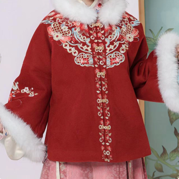 茉胭马上有钱花冬女童中国风汉服重工红色拜年服明制马面裙套装,淘宝优惠券,粉丝福利购,淘宝优惠卷