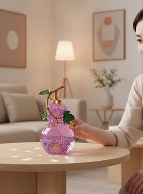 水晶葫芦装饰摆件家居桌面工艺品紫色创意装饰品