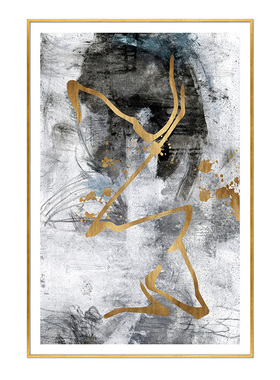 蓝色水墨新中式风餐厅晶瓷画