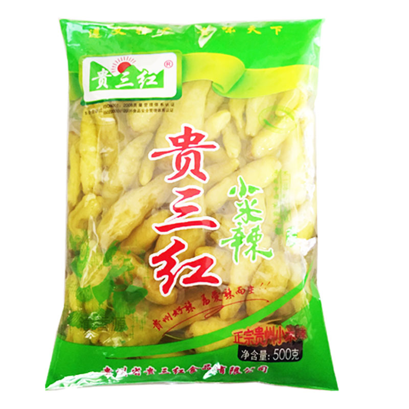 贵三红泡椒小米辣500g*2袋腌制野山椒剁椒自制泡凤爪四川泡菜母水 - 图0