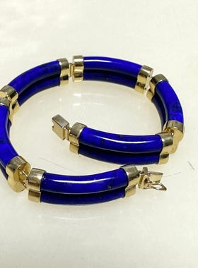 大青坊青金石K金欧美双管柱手链