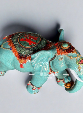 石湾公仔如意招财大象摆件陶瓷工艺家居饰品庭院玄关风水象礼品象