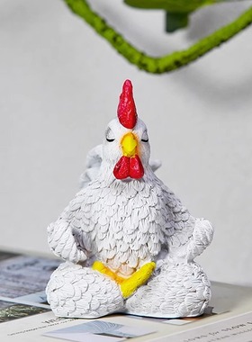 新款冥想瑜伽公鸡家居装饰摆件