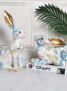 北欧彩绘玉兔摆件创意礼品工艺品