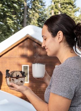树脂工艺品黑熊划船杯垫套装手