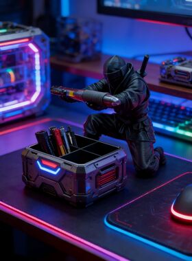 创意3D忍者形象桌面笔架收纳