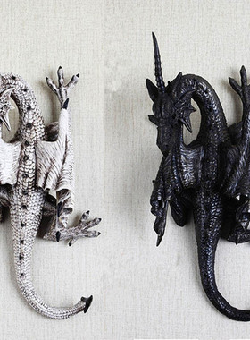 新款昂头摆尾的黑白飞龙园艺挂件