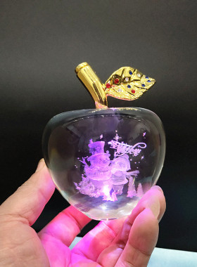 圣诞礼物装饰生日水晶苹果摆件