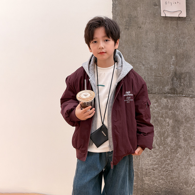 依依妈男童夹棉加厚假两件连帽外套儿童冬装上衣宝宝字母宽松棉服,淘宝优惠券,粉丝福利购,淘宝优惠卷