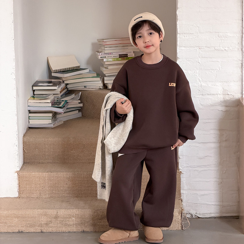 依依妈男童字母加绒运动套装儿童冬装宝宝奥粒绒卫衣卫裤拜年服潮,淘宝优惠券,粉丝福利购,淘宝优惠卷