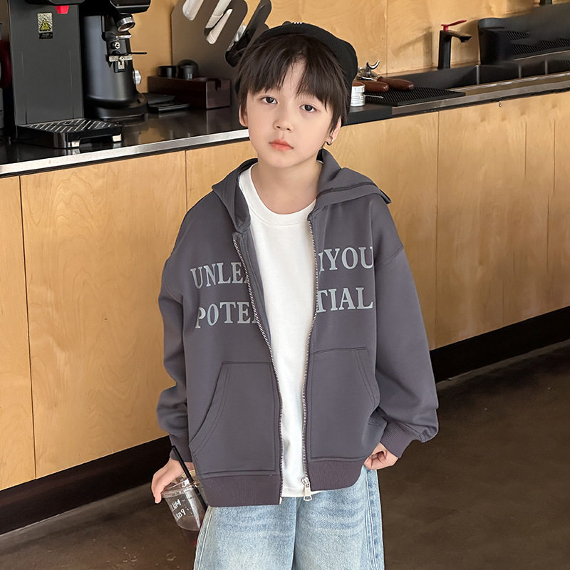 依依妈男童字母连帽开衫卫衣外套儿童秋装宝宝宽松休闲潮童上衣,淘宝优惠券,粉丝福利购,淘宝优惠卷