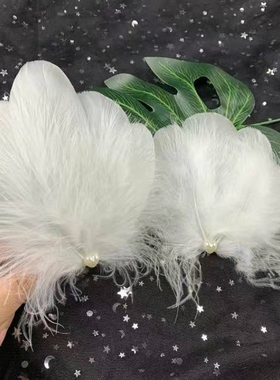 羽毛发夹新款网红白色超仙婚纱汉服发饰简约百搭森系日常拍照个