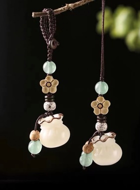 手工菩提钱袋手机链挂件情侣汽车钥匙扣进财福袋包包挂扣饰品