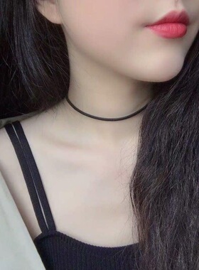 极简锁骨项链choker黑色颈链项圈