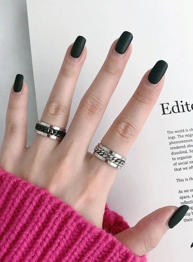 网红开啤酒戒指可转动链条不掉色钛钢起瓶盖神器嘻哈男女情侣指环