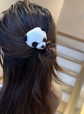 可爱少女心毛绒立体小熊猫发饰