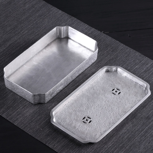 Pure tin water storage tea tray with Japanese style accessories dry brewing station