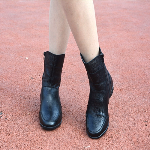 Флисовые демисезонные танцующие дышащие современные ботинки, из натуральной кожи, мягкая подошва