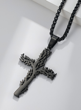 全饰爱欧美风生命树十字架项链