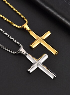 全饰爱简约个性斜边十字架项链