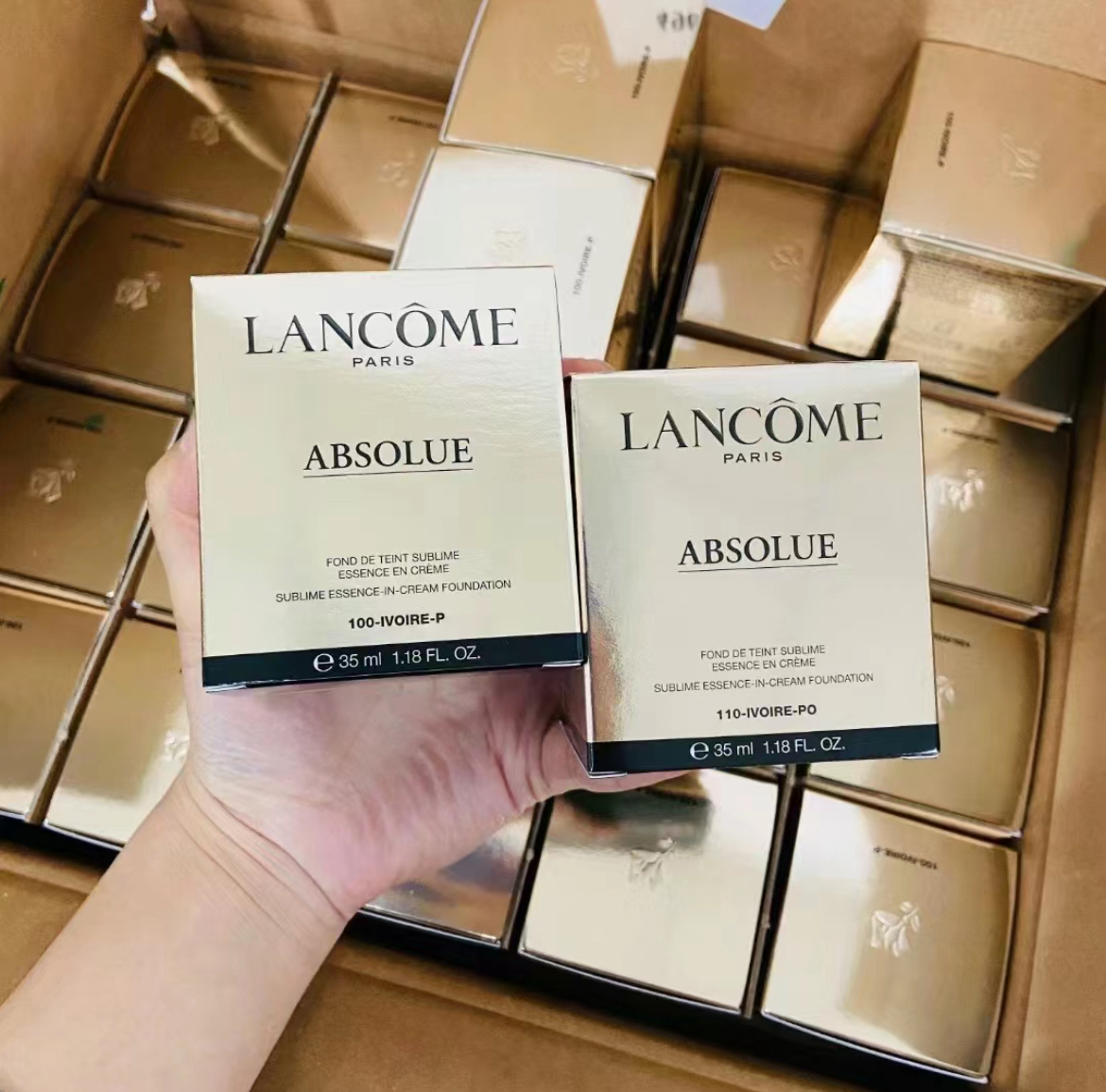 韩免Lancome/兰蔻菁纯粉底霜35ml滋润遮瑕精华养肤持久服帖粉底液