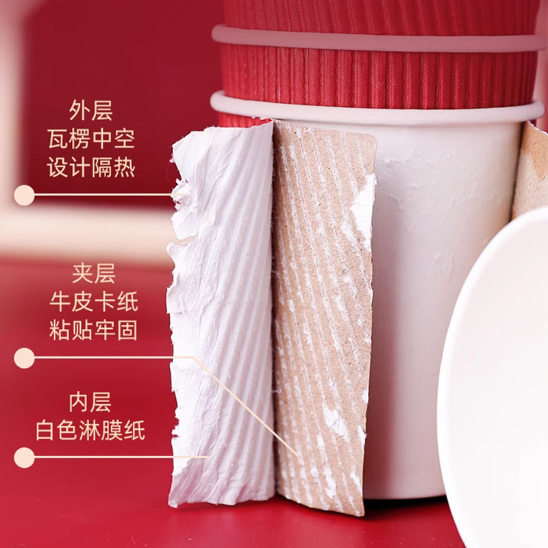 一次性纸杯结婚喜宴杯子婚礼加厚瓦楞水杯红色敬茶杯婚庆用品大全 - 图0