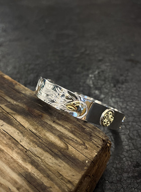 手工雕刻老鹰头点金手镯