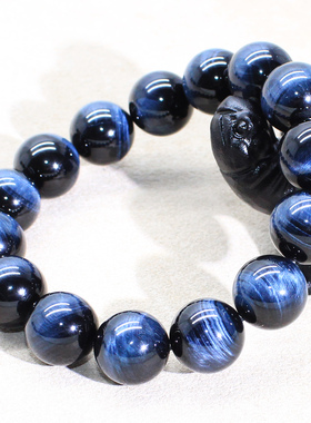如鸿天然蓝色虎眼石单圈手串
