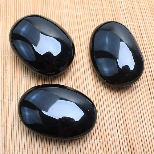 如鸿天然水晶把玩手把件黑曜石原石五行水黑色石头矿石椭圆形 - 图2