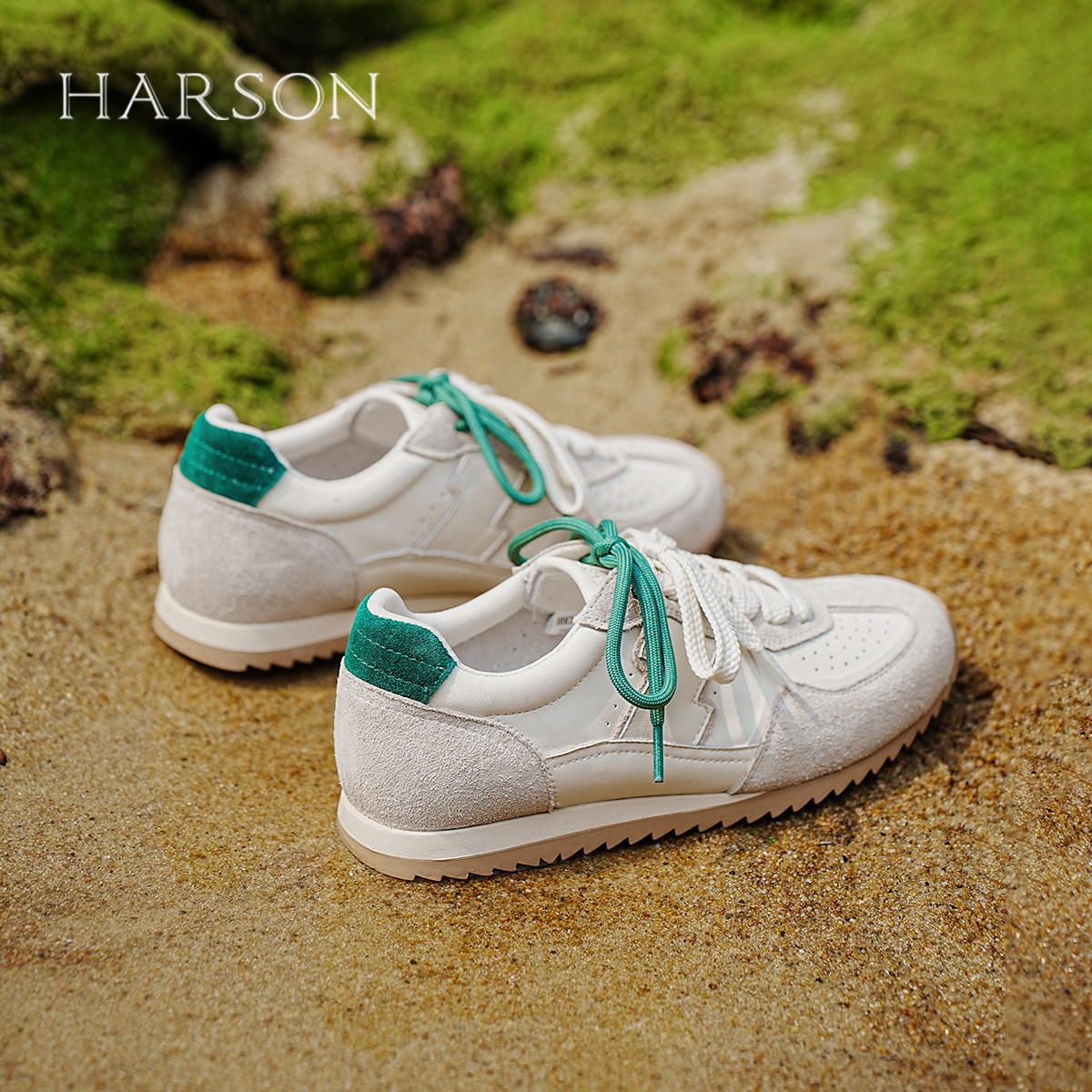 哈森红色德训鞋女款2025新款夏季平底蝴蝶结薄款复古休闲运动女鞋,淘宝优惠券,粉丝福利购,淘宝优惠卷