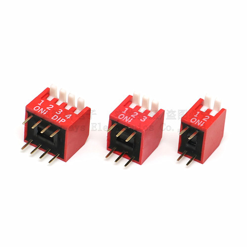 2.54mm 侧拨 琴键式 拨码开关 1P2P3P4P5P6P7P8P9P10P位直插 红色 - 图3