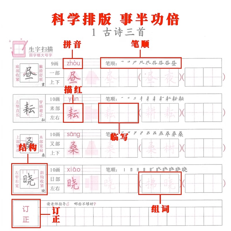 新好字行天下一年级二年级三年级四年级五年级六年级上册下册人教版小学生语文课本同步字帖钢笔练字帖练字本练习簿生字词控笔训练 - 图2