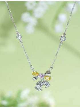 旭平【碎雪铃兰】蝴蝶结铃兰花项链高级感轻奢气质生日礼物送女友