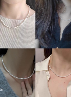 旭平法式温柔时尚单品可单戴塑造层次叠戴仿珍珠项链锁骨链