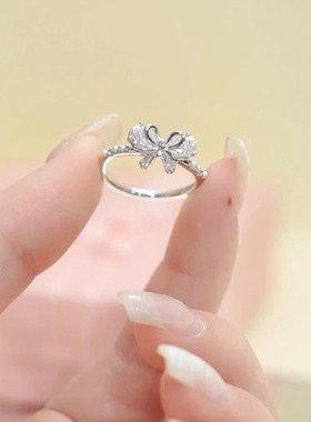 旭平甜美蝴蝶结戒指女时尚气质冷淡风小众轻奢食指戒高级感指环
