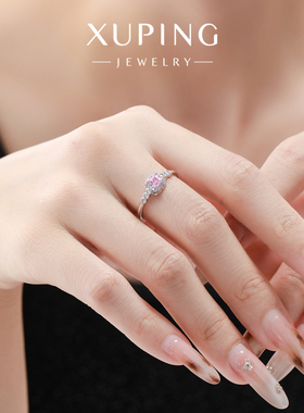 艳艳时尚方形简约易搭小方糖气质微镶人造石戒指食指环