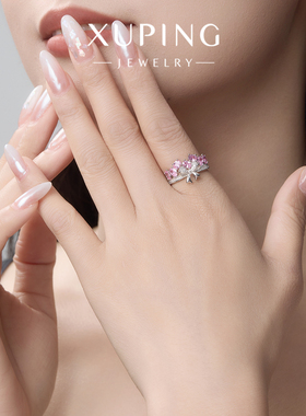 楠楠粉色蝴蝶结戒指女公主风甜酷氛围感食指戒时尚轻奢高级感指环