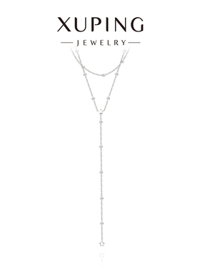 旭平双层珠珠Y字形状隔珠链星星小众个性ins冷淡风高级感项链女